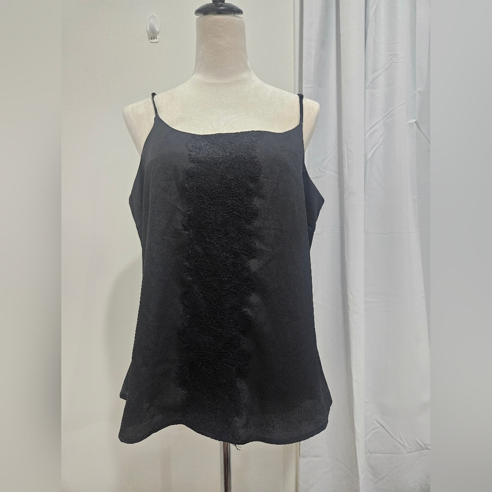 Kardashian Kollection Black Lace Cami Tank Top Women’s Size Large Adjustable Str